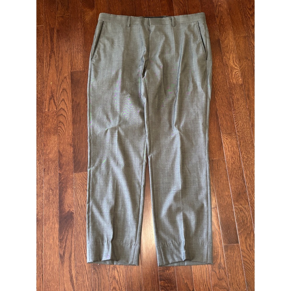 Hugo Boss Giro3 Grey Virgin Wool Dress Pants 36R Straight Leg Trousers 36x29.5